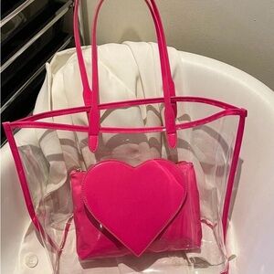 Transparent Pink Heart Tote Bag